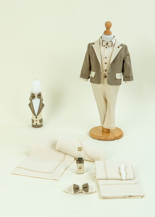 Set Botez Dima 3 Piese Costum, Trusou si Lumanare Personalizat pentru Baieti – Dima | AnneBebe