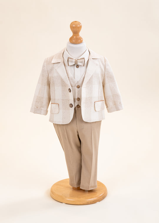 Darin Large Plaid Beige and Cream Suit AnneBebe