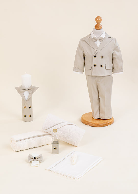 Set Botez Elian 3 Piese Costum, Trusou si Lumanare pentru Baieti – Elian | AnneBebe