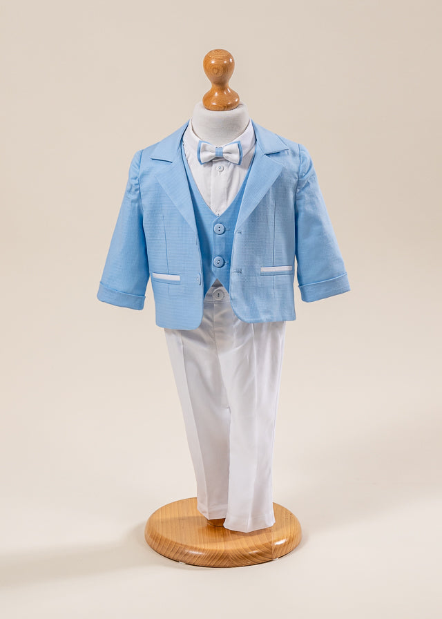 Costum Robert Sacou Si Pantalon Scurt Bleu Pantalon Lung Alb AnneBebe
