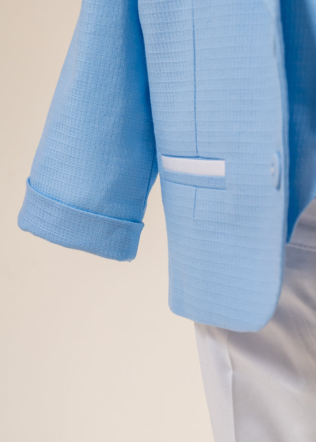 Costum Robert Sacou Si Pantalon Scurt Bleu Pantalon Lung Alb AnneBebe