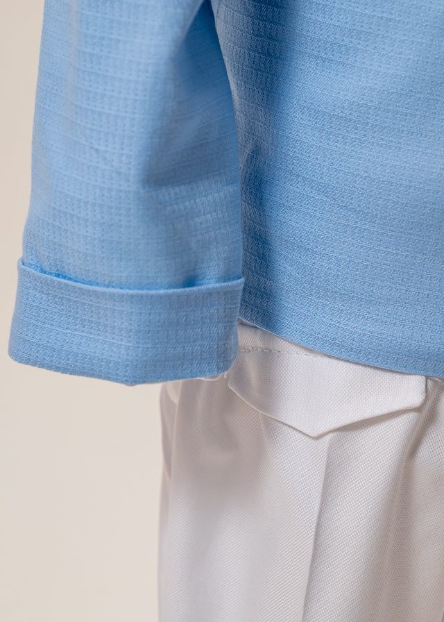 Costum Robert Sacou Si Pantalon Scurt Bleu Pantalon Lung Alb AnneBebe