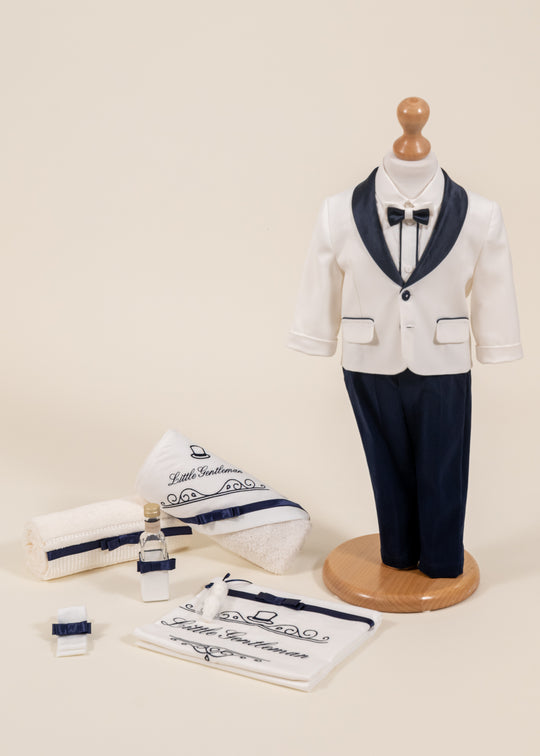 Set Botez Domenico 2 Piese, Costum si Trusou Personalizat AnneBebe