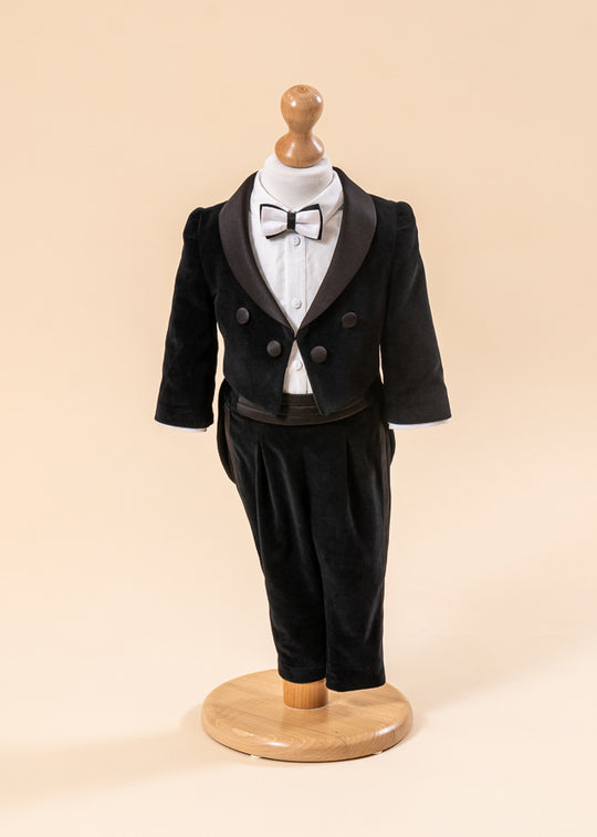 Costum Timotei Frac Catifea Cu Rever Saten AnneBebe