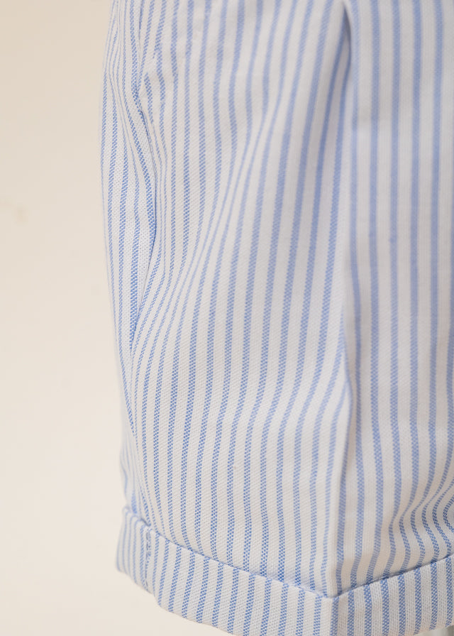 Costum Mike Sacou Bleu Vesta Crem Cu Dungi Bleu AnneBebe