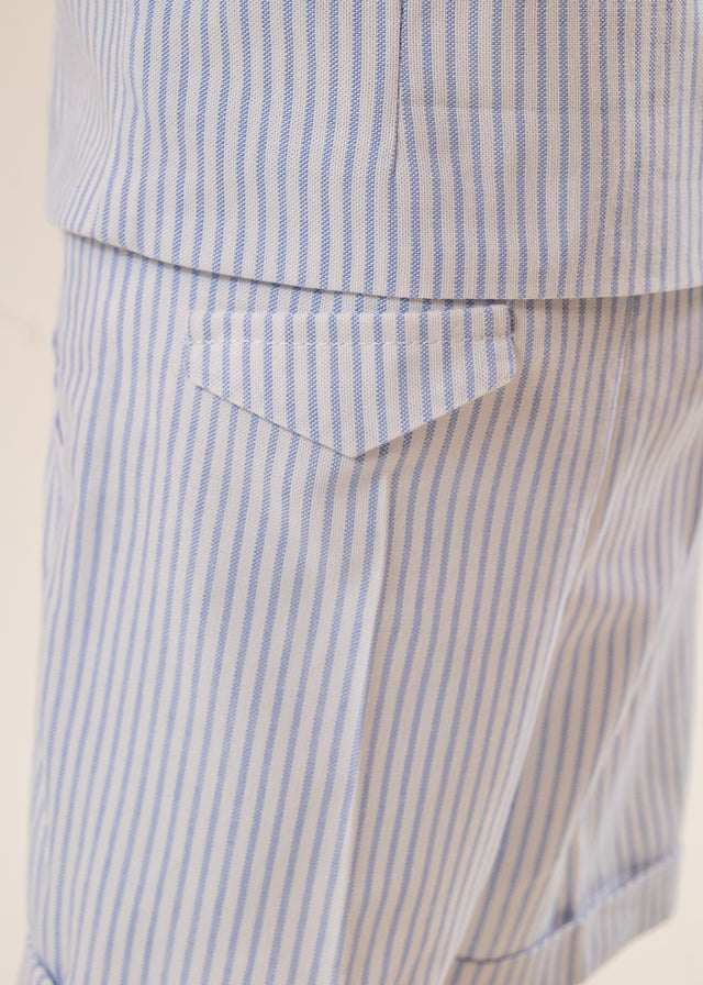 Costum Mike Sacou Bleu Vesta Crem Cu Dungi Bleu AnneBebe