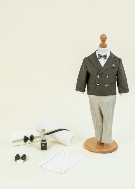 Set Botez Stefan 2 Piese cu Costum si Trusou Personalizat pentru Baieti – Stefan | AnneBebe