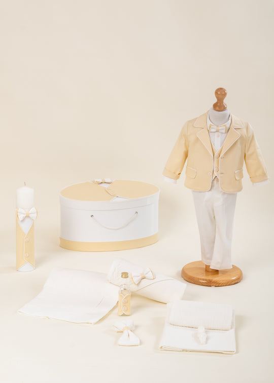Gustav Christening Set 4 Pieces Suit Christening Kit Candle and Personalized Christening Box AnneBebe