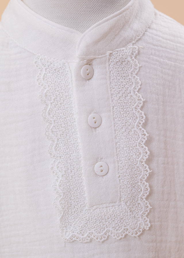 AnneBebe White Long Sleeve Cotton Boys Shirt