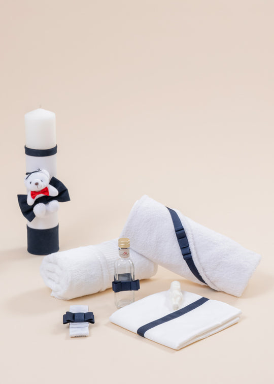 Amos Baptism Set 2 Pieces, Candle and Personalized AnneBebe Baptism Kit