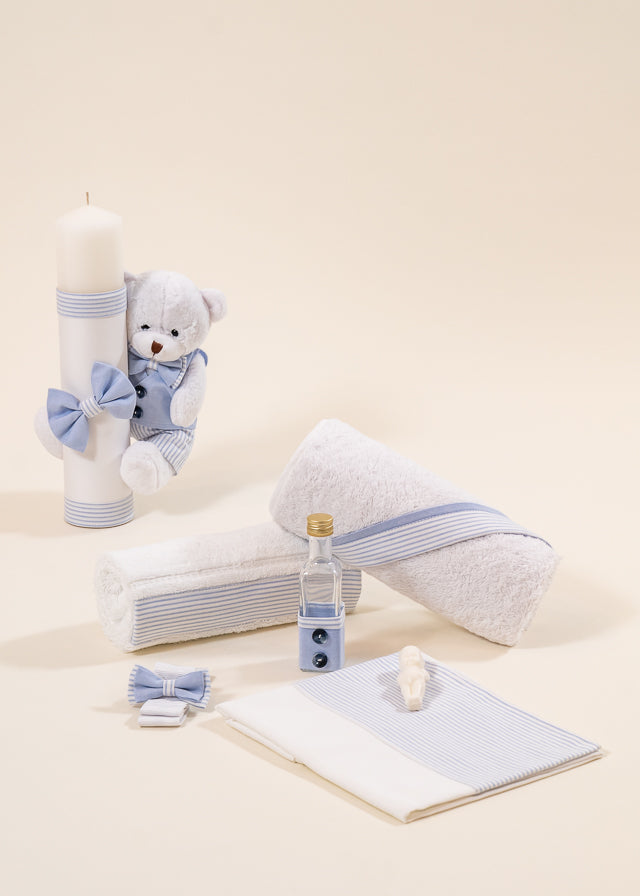 Set Botez Mike 2 Piese, Lumanare si Trusou  Personalizat Botez AnneBebe