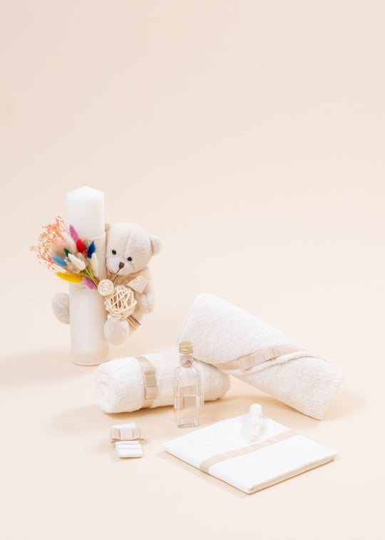 Leontie Christening Set 2 Pieces, Candle and Personalized AnneBebe Kit