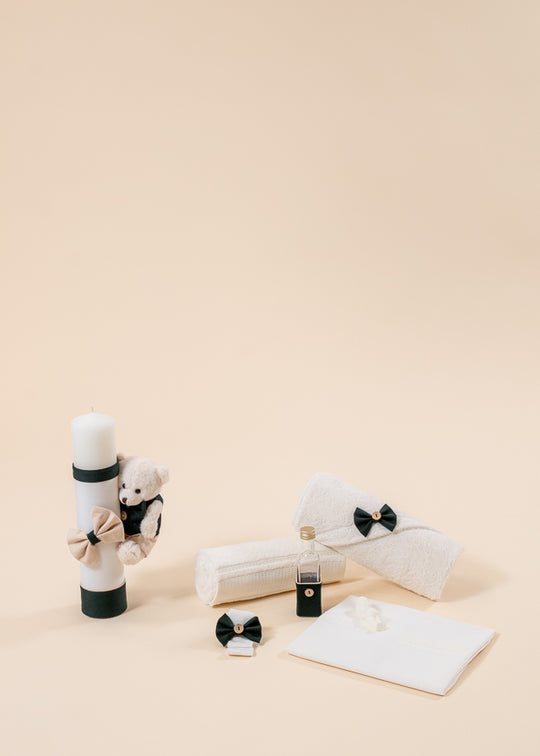 Set Botez Cezar 2 Piese, Lumanare si Trusou Personalizat Botez AnneBebe