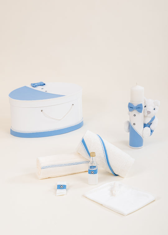 Set Botez Amza 3 Piese Lumanare Trusou Cufar Personalizat Botez AnneBebe