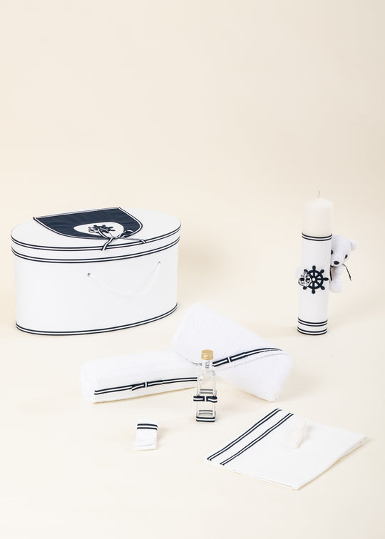 Set Botez Emil 3 Piese Lumanare Trusou Cufar Personalizat Botez AnneBebe