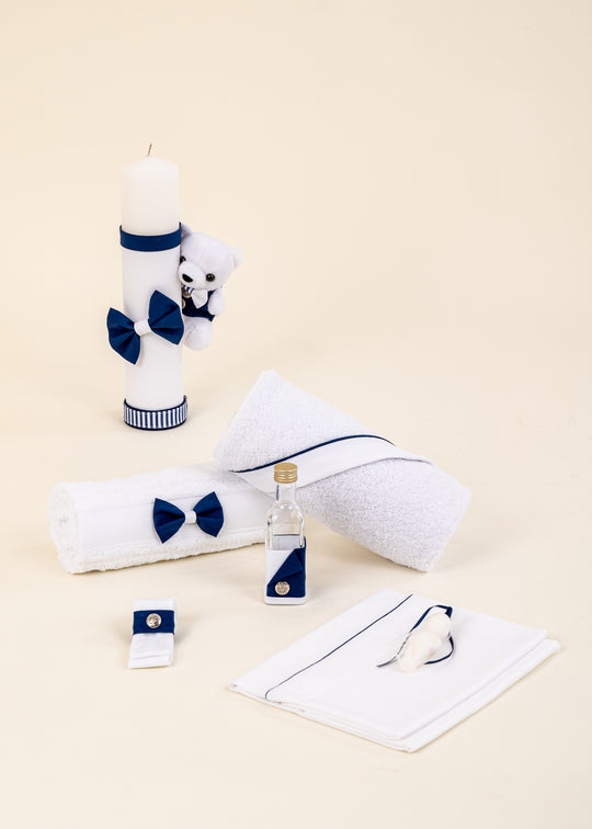 Set Botez Felix 2 Piese Lumanare, Trusou Personalizat Botez AnneBebe
