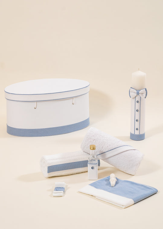 Set Botez Armand 3 Piese, Lumanare, Trusou si Cufar Personalizat Botez AnneBebe