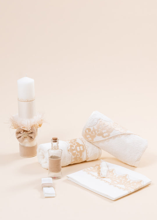 2-Piece Print Christening Set, AnneBebe Personalized Candle and Kit