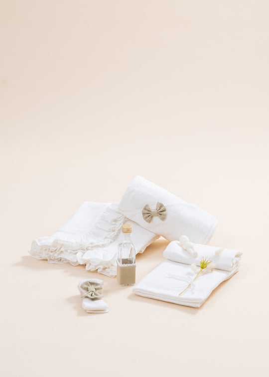 Trusou Baieti Iustin Muselina Crem Funde Verde Patratele AnneBebe