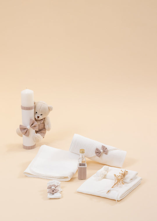 Cosmin Christening Set 2 Pieces, Candle and Personalized AnneBebe Kit
