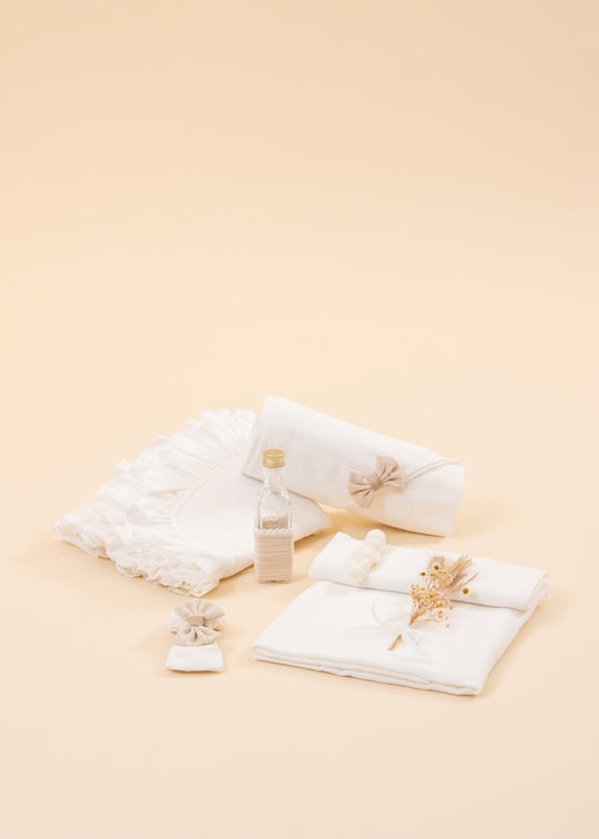 Trusou Baieti Sasha Muselina Crem Funde Capucino Cu Bej AnneBebe