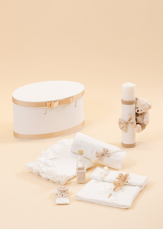 Sasha Baptism Set 3 Pieces, Candle, Trunk and Chest Customized AnneBebe