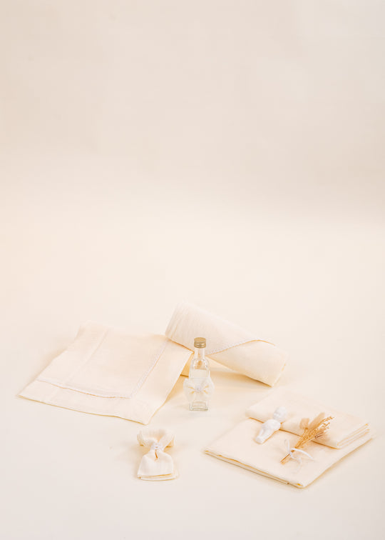 Dark Cream Muslin Set with Cream Lace Edging AnneBebe