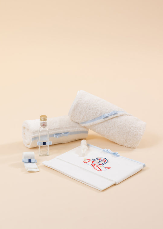 Trusou Evgeni Cream Narrow Ribbed Band Blue і вишитий літак AnneBebe