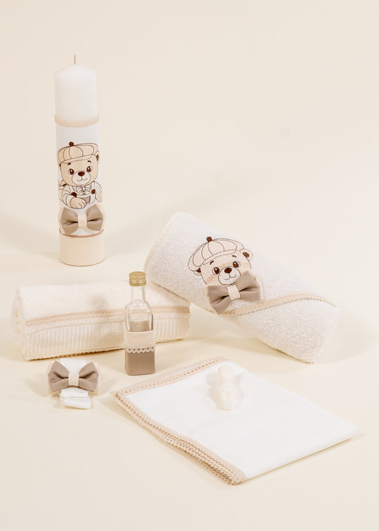 Set Botez Marco 2 Piese, Lumanare si Trusou Personalizat Botez AnneBebe