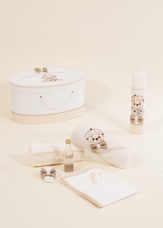 Set Botez Marco 3 Piese, Lumanare, Trusou si Cufar Personalizat Botez AnneBebe