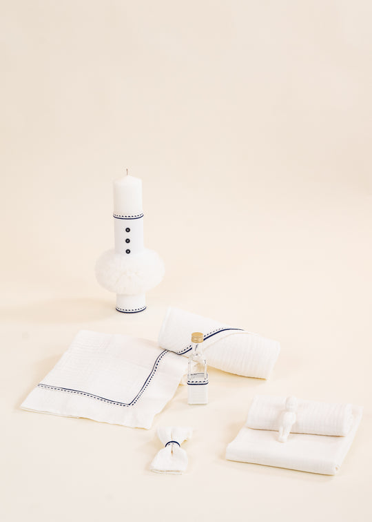 Set Botez Mihai 2 Piese, Lumanare si Trusou Personalizat Botez AnneBebe
