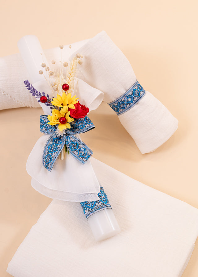Traditional Baptism Set 3 Pieces Costume Trusou and Candle Personalized Baptism AnneBebe