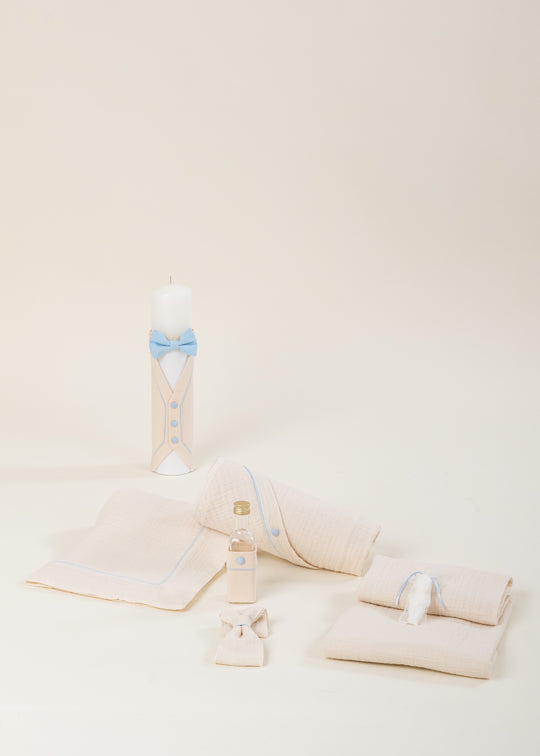 Kevin's Baptism Set 2 Pieces Candle Personalized Layette AnneBebe