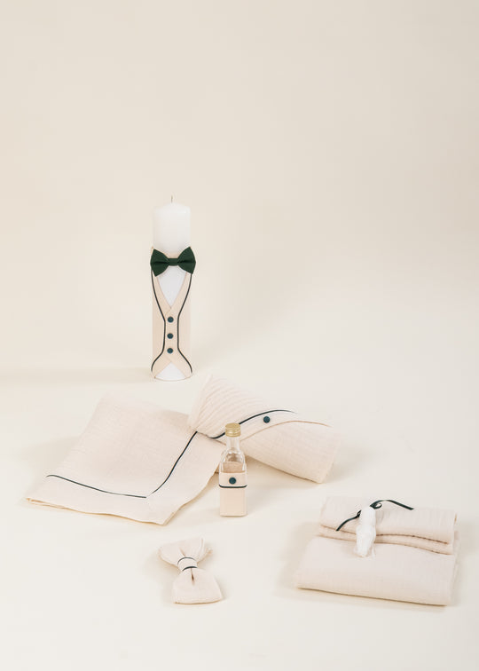 Christening Set Karl 2 Pieces Candle Christening Layette Personalized AnneBebe