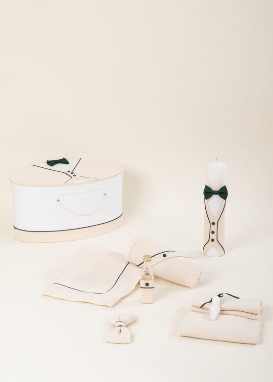 Christening Set Karl 3 Pieces Candle Kit Chest Personalized Christening AnneBebe