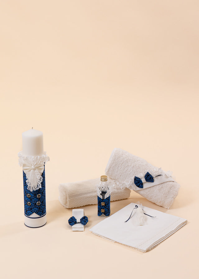 Cosmin Christening Set 2 Pieces, Candle and Personalized AnneBebe Kit