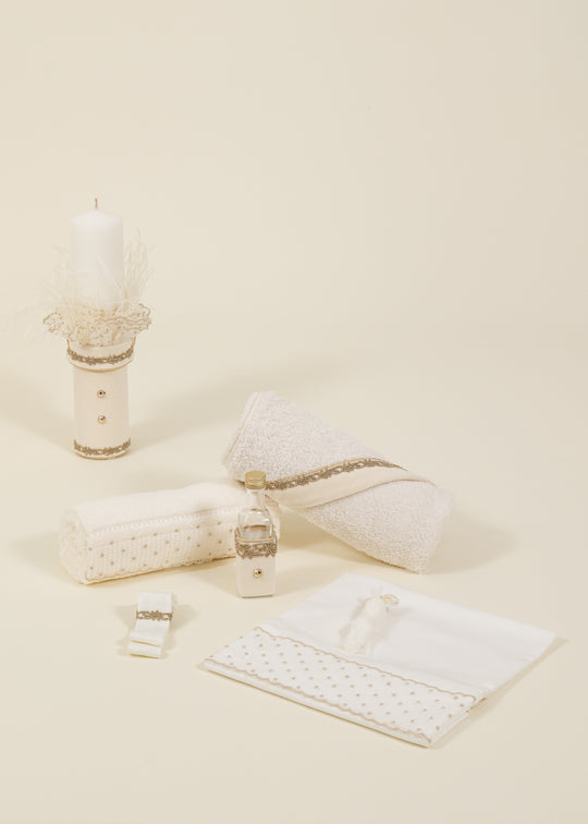 Set Botez Lord Elegance 2 Piese, Lumanare si Trusou Personalizat Botez AnneBebe