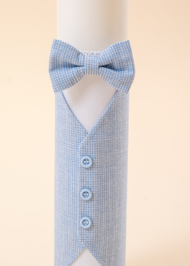 Marius Blue Striped Christening Candle With AnneBebe Bow Tie
