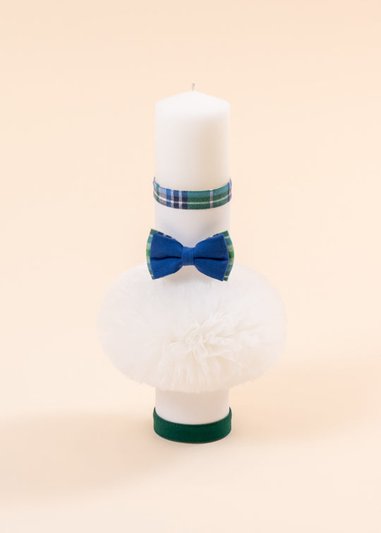 Lumanare Botez Razvan Funda Carouri Cu Verde AnneBebe