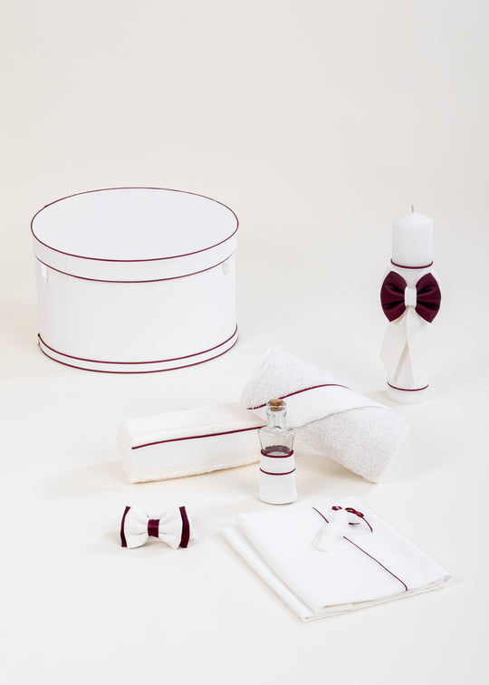 Set Botez Ethan 3 Piese, Lumanare, Trusou si Cufar Personalizat Botez AnneBebe