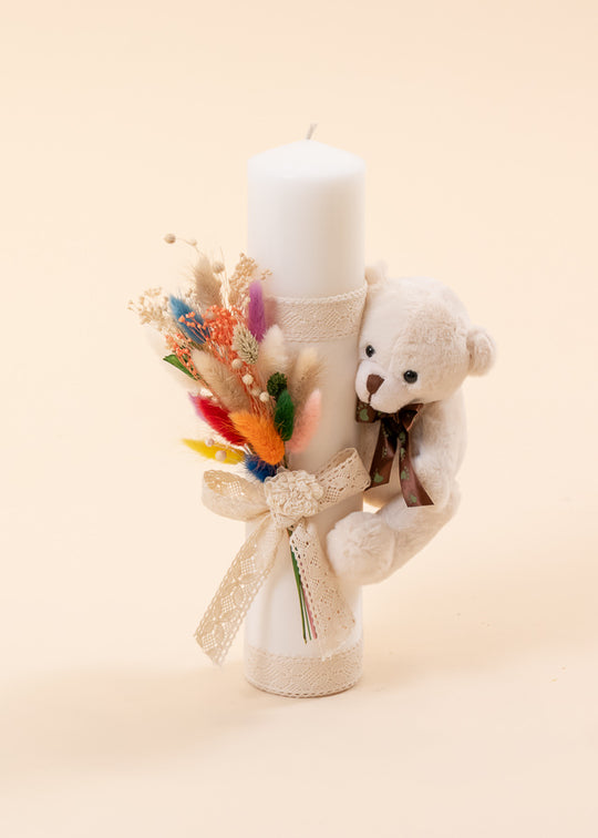 Хрестильна свічка «Ведмедик» і букет квітів AnneBebe