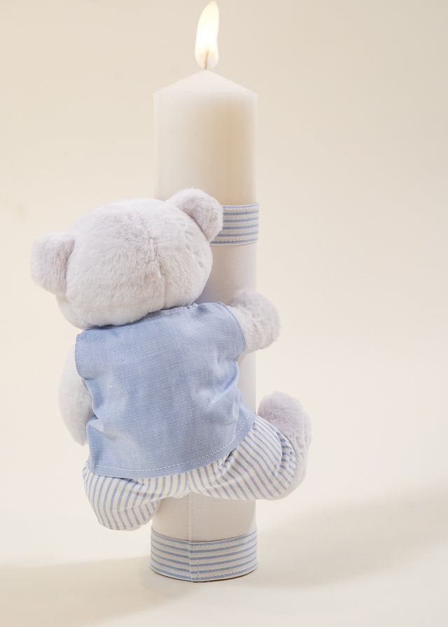 Lumanare Mike Urs Mare Alb Funda Bleu AnneBebe