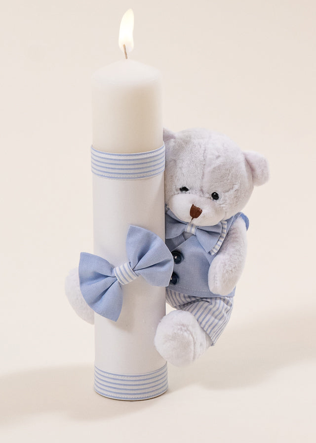Lumanare Mike Urs Mare Alb Funda Bleu AnneBebe