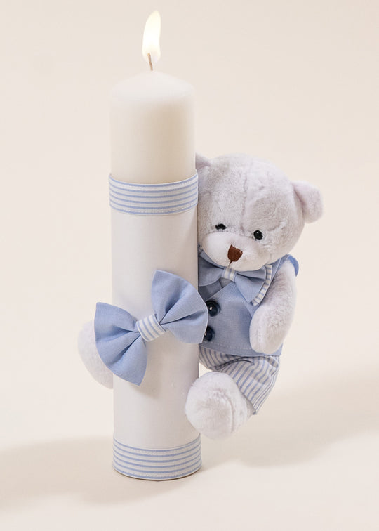 Lumanare Mike Urs Mare Alb Funda Bleu AnneBebe