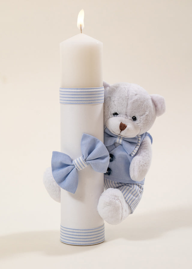 Lumanare Mike Urs Mare Alb Funda Bleu AnneBebe
