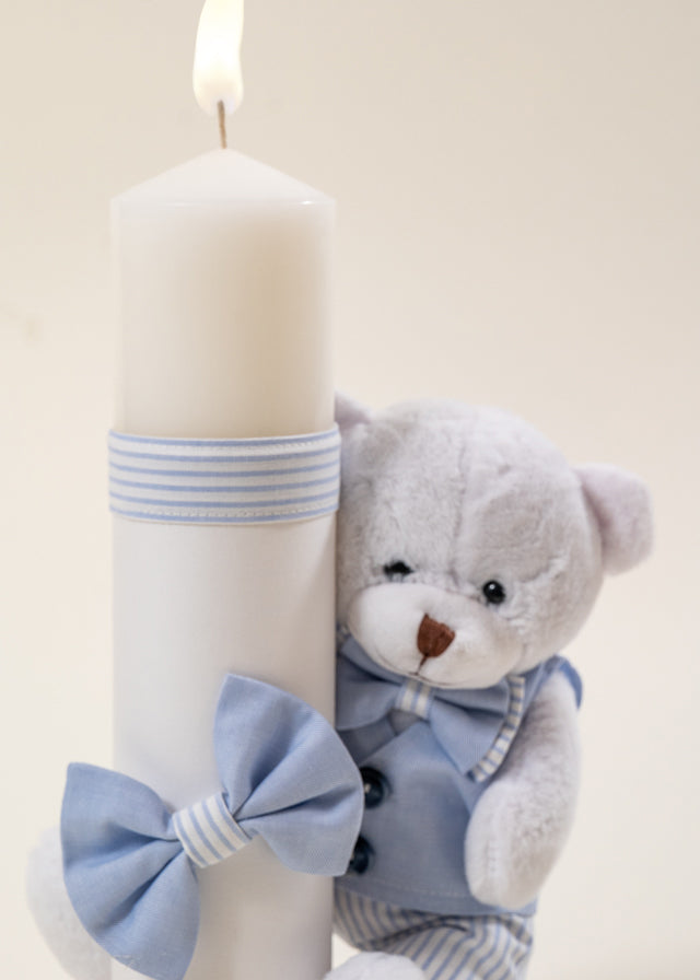 Lumanare Mike Urs Mare Alb Funda Bleu AnneBebe