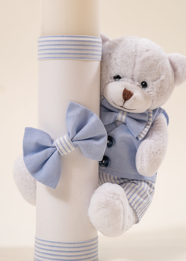 Lumanare Mike Urs Mare Alb Funda Bleu AnneBebe