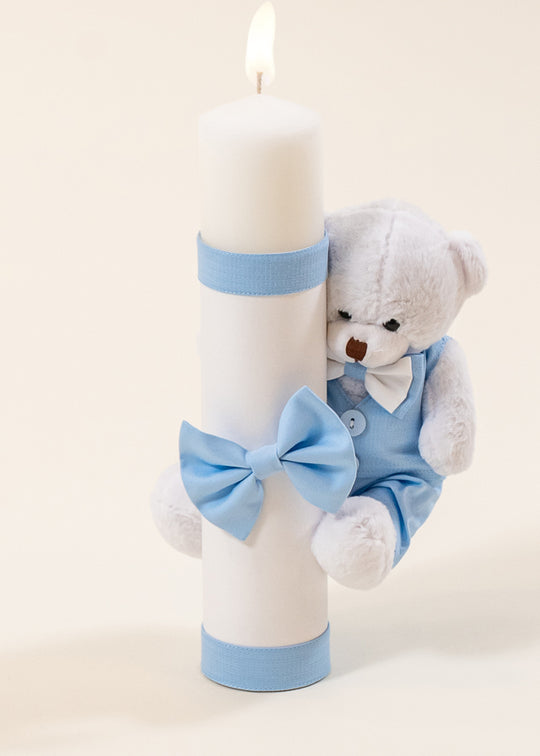 Lumanare Robert Urs Mare Alb Funda Bleu AnneBebe