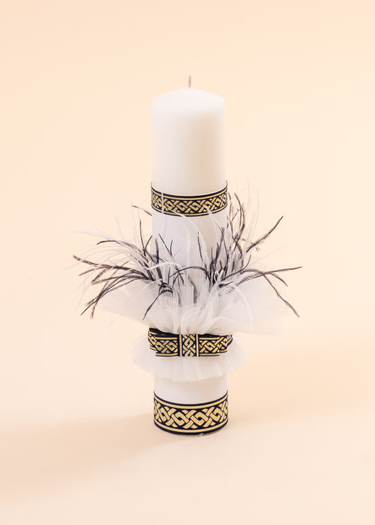 Cream Candle Navy Blue With Gold AnneBebe