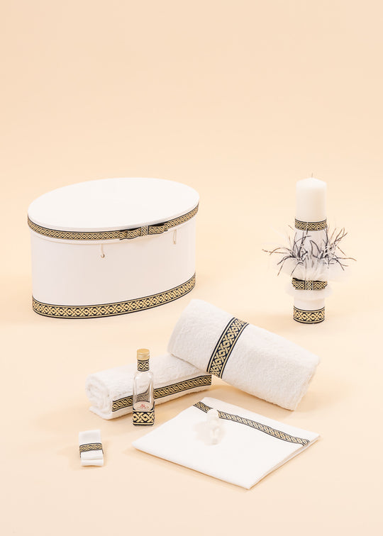 Baptism Set 3 Pieces, Candle, Suitcase and Personalized AnneBebe Chest